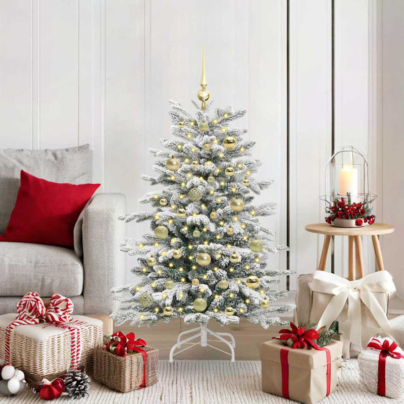 Artificial Hinged Christmas Tree White PE and PVC, 3.94 ft