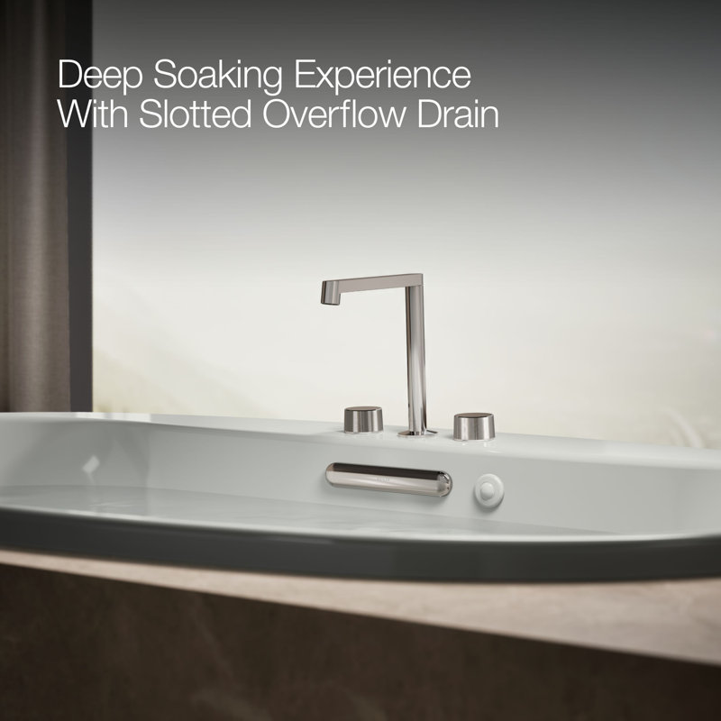 72" x 42" Drop in Whirlpool Acrylic Bathtub with Heater, Ice Grey