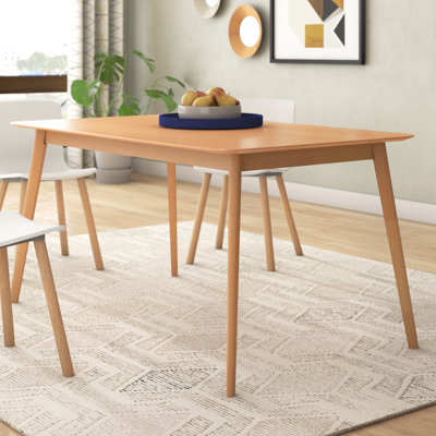 Klaudia Mid-Century Modern Dining Table with Rubberwood Legs