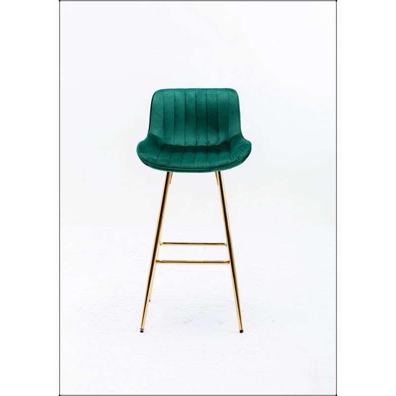 Ensemble de 2 tabourets de 30 pouces avec repose-pieds chromé, Tabouret de bar (hauteur d'assise de 29,92 po), Vert