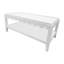Table basse élégante à deux niveaux en bois de manguier beige avec bordure festonnée 48 po-1325921585
