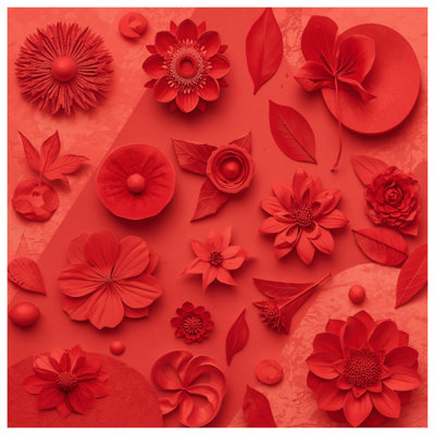 Red Flowers Paper Craft Blankets