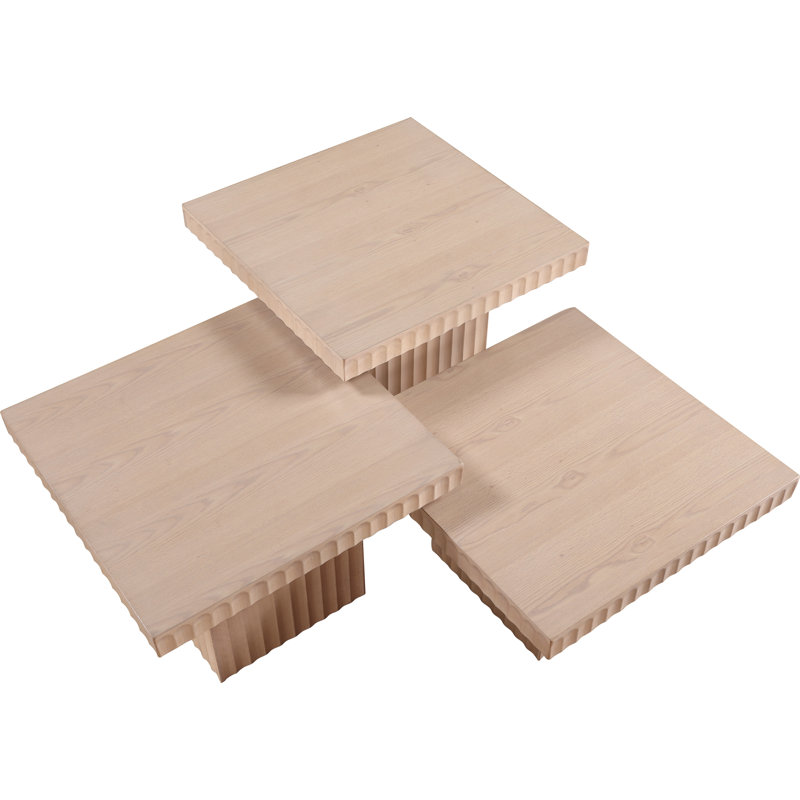 Table basse Sioeli, Naturel, 3 tables, Table 1-12" H/Table 2-15" H/Table 3-18" H