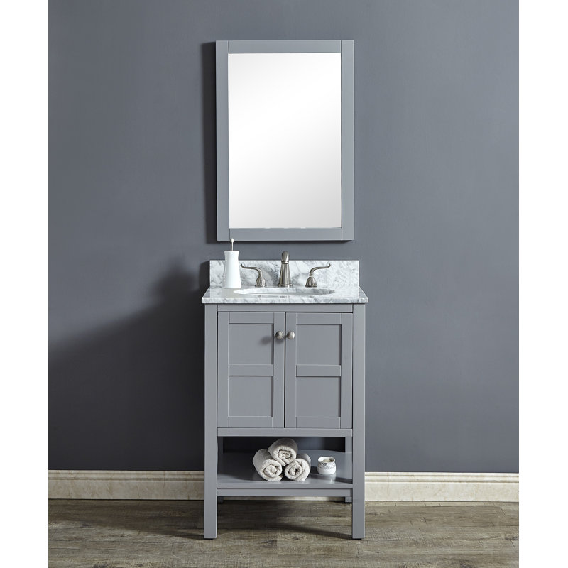  Ensemble de meuble-lavabo de 24 po / Finition de la base: Gris avec plateau Carrera