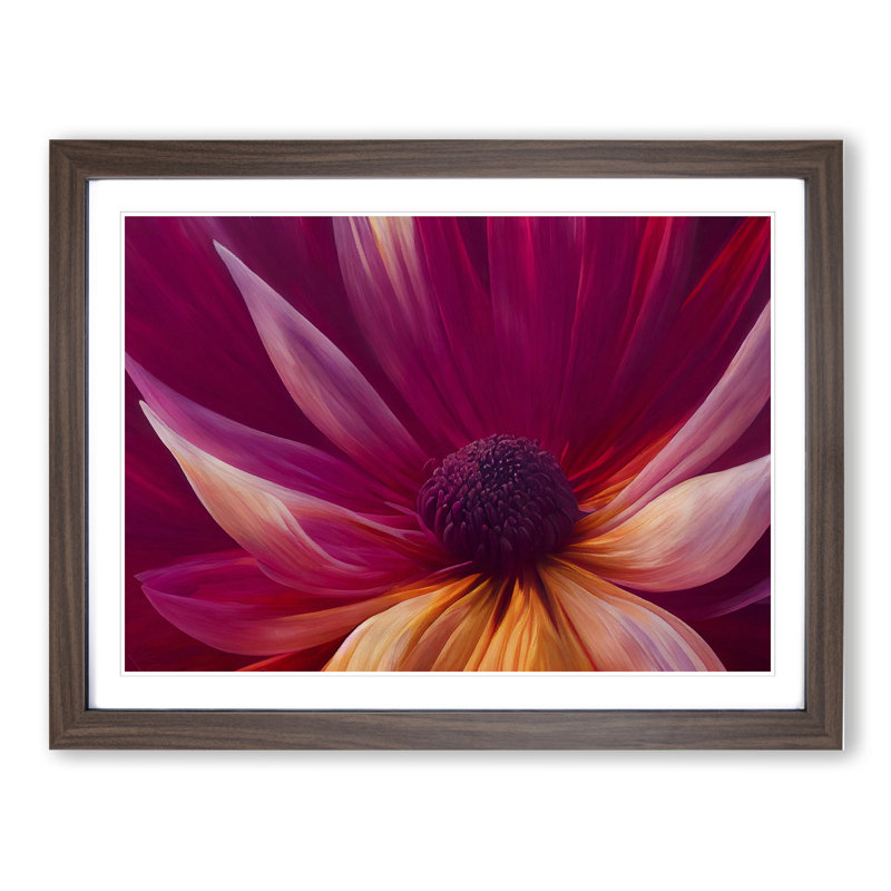 Popular Flower - Single Picture Frame Print, Walnut, 34cm H x 46cm W x 2cm D