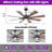 Lisa 60" Windmill Large Ceiling Fan with 3CCT LED Lights and Remote Control, 6-Speed Reversible DC Motor, 5"/10" Downrods-658307221