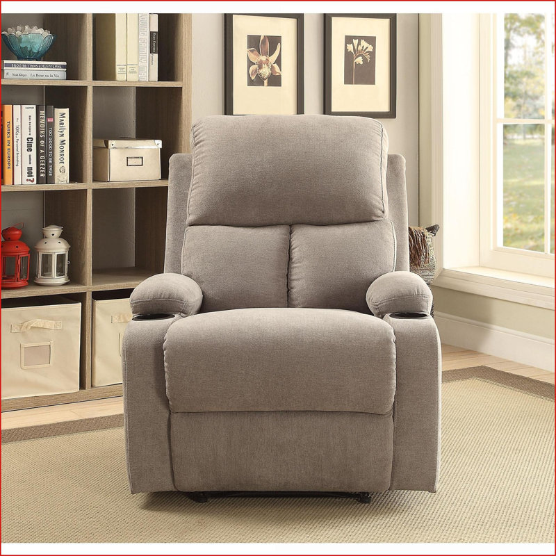 Recliners with Cup Holder, Charcoal Gray Linen Motion Recliner | Charcoal Gray | Linen+Metal, Gray