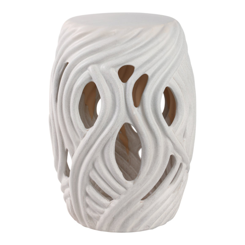 Table d'appoint en céramique à motif ajouré pour salon de chambre à coucher - 19 po - blanc