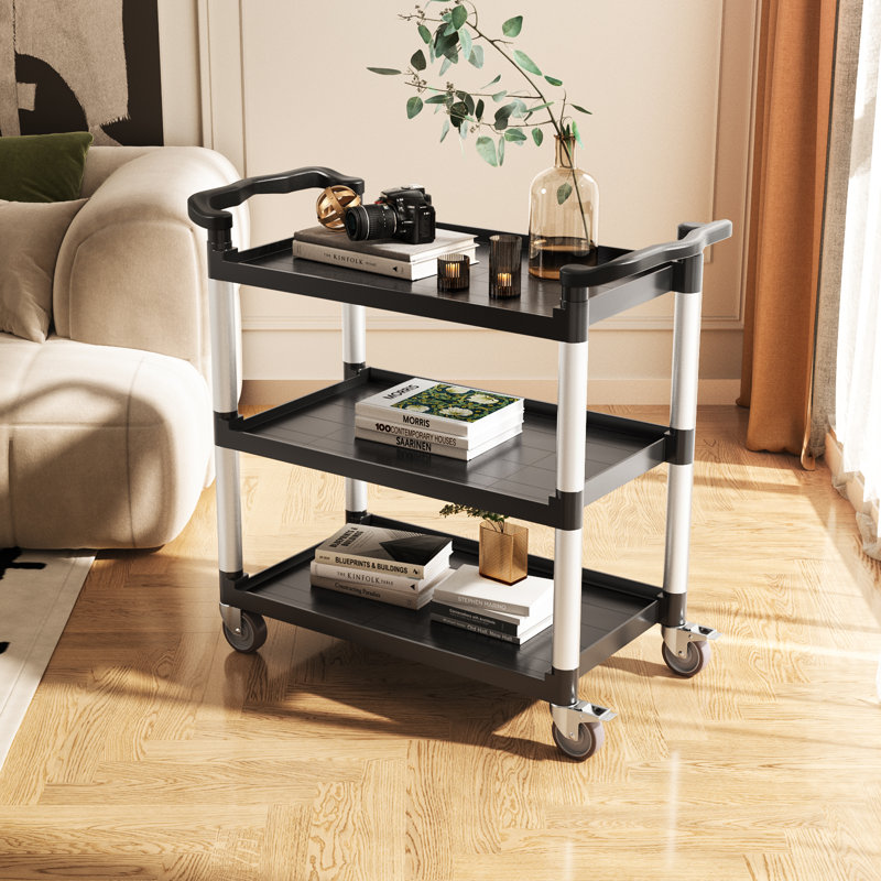 Chariot de service robuste à capacité de 500 lb à 3 niveaux avec roues, H 38,5 po x l 41,73 po x P 19,3 po