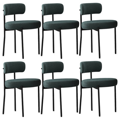 Sherpa Upholstered Metal Dining Chairs