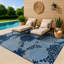 Tapis intérieur / extérieur floral / beige / bleu marine / bleu intérieur / extérieur-1435971254-1435367777