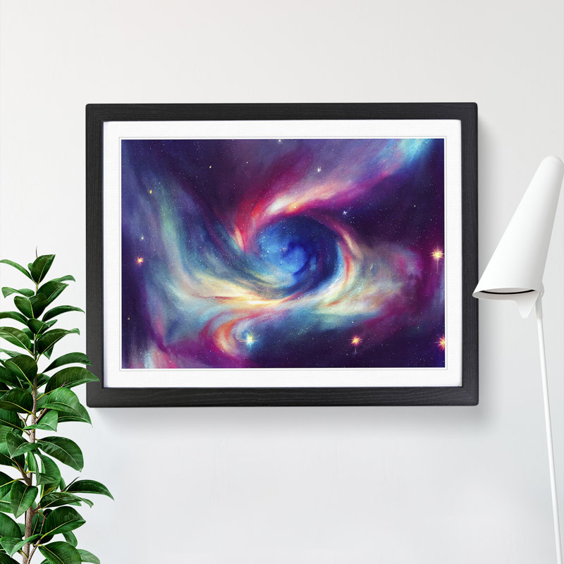 Neon Galaxy Vol.2 - Single Picture Frame Print, 46cm H x 64cm W, Black 