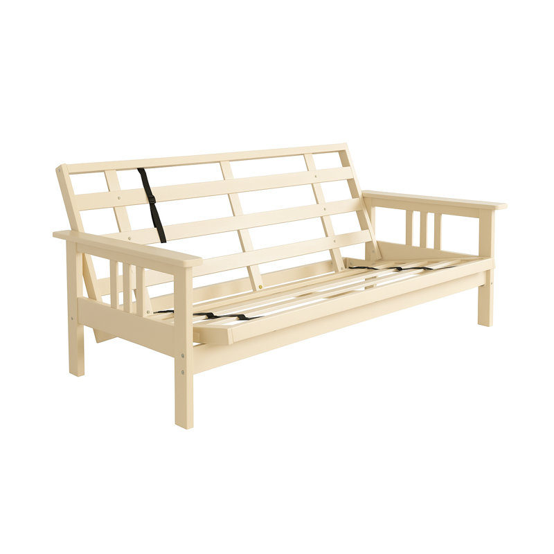Futon de 80 po avec matelas Stratford, Blanc antique, Sentier de l'Oregon de couleur java, Premium Pocket Coil
