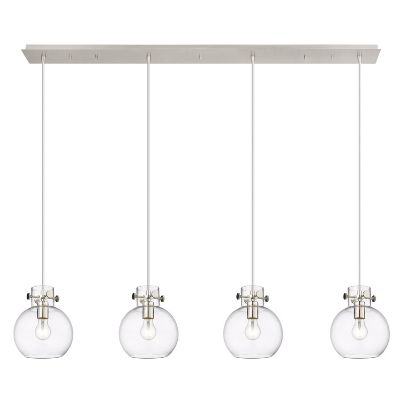 Luminaire suspendu sphère 4 lumières Amrith, Clair, Nickel poli
