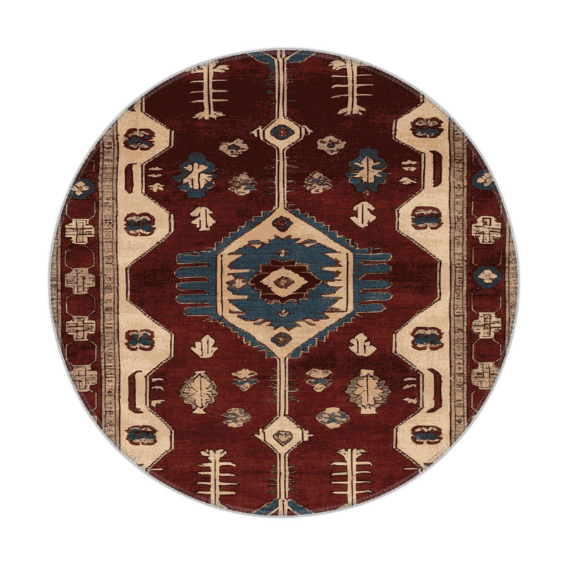Tapis turc intérieur et extérieur brun, Rond 5 pi