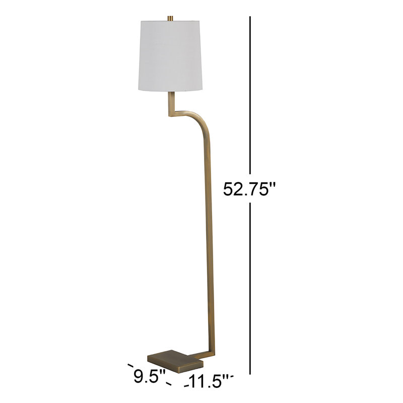 Hawthorne 53" Floor Lamp, Matte Antique Brass, 150 W