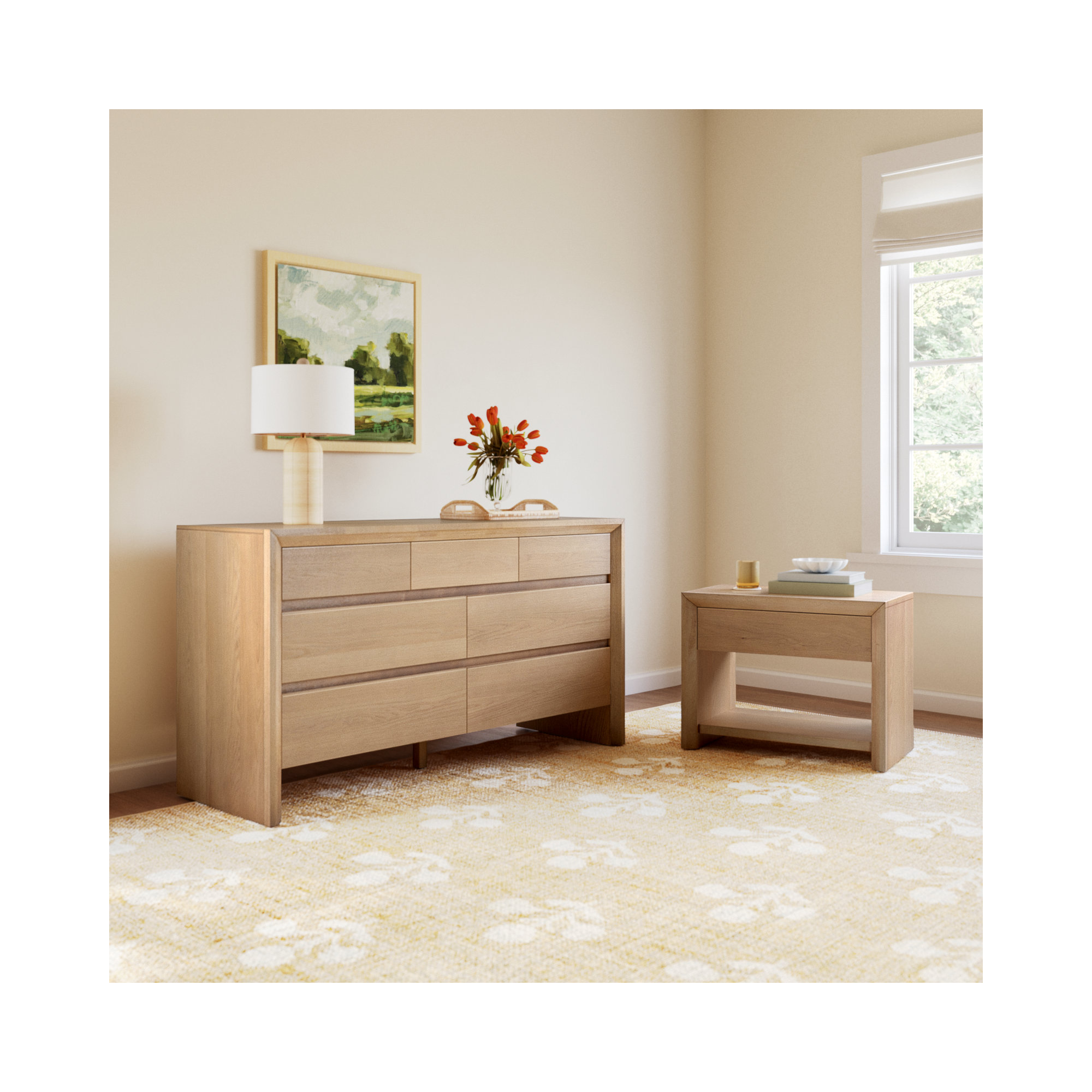 Wyat 2 Piece Bedroom Set, Natural