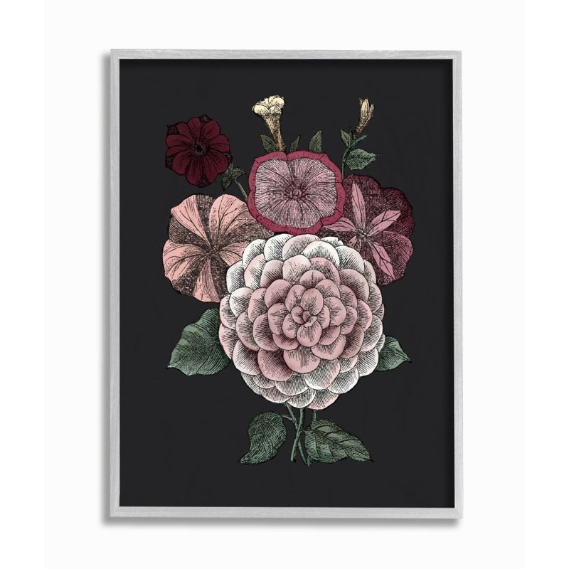 « rose », reproduction d’art sur fond noir par le samedi soir, impression, Estampe numérique Farmhouse