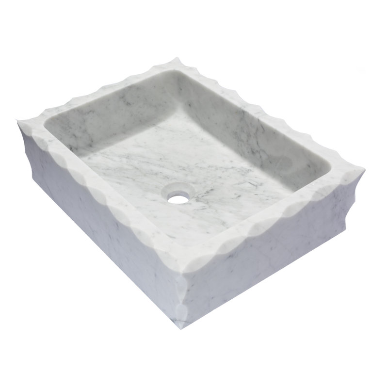 Eden Bath 15'' White/Gray Stone Rectangular Bathroom Sink