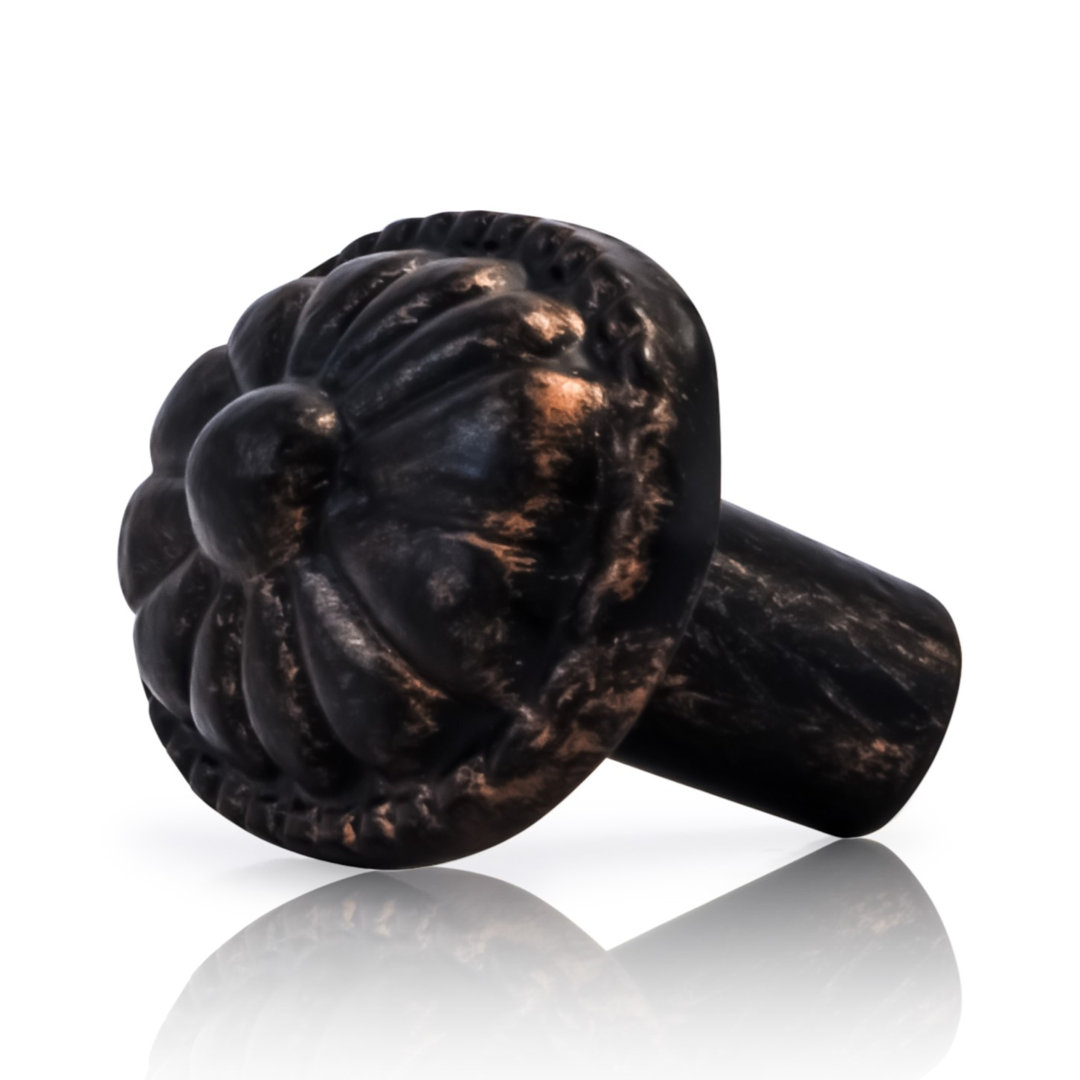 Floral Bead 2 in. Distressed White Cabinet Knob Mascot Hardware 