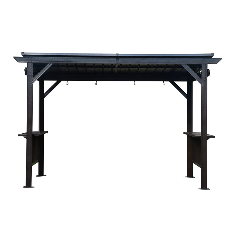Pavillon de jardin 6,5 pi x 12 pi à toit rigide, Gris