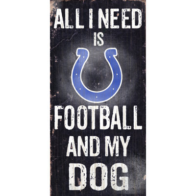 "NFL Football and my Dog", art textuel sur bois