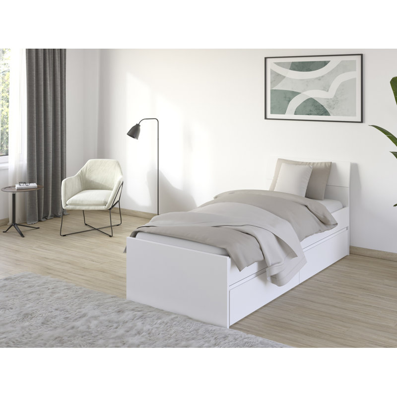 Bed storage bed JOEL 2 widths with 2 bed drawers plenty of storage space MADE IN GERMANY, European Single (90 x 200cm)