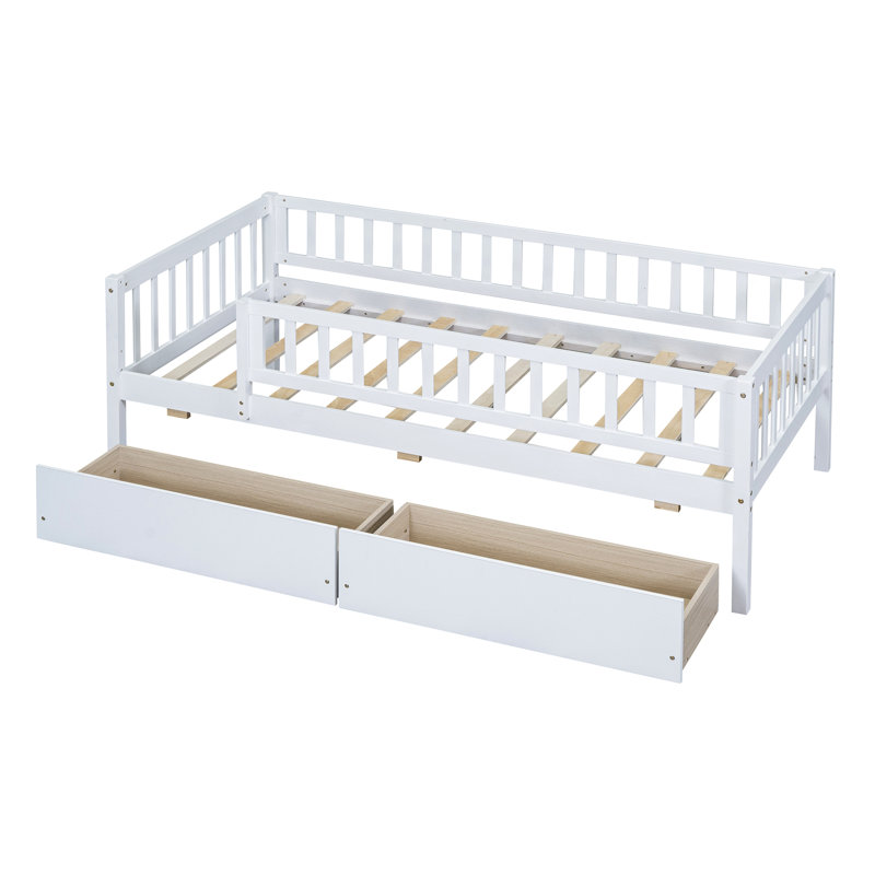Daybed Wood Bed with Two Drawers, Twin, White