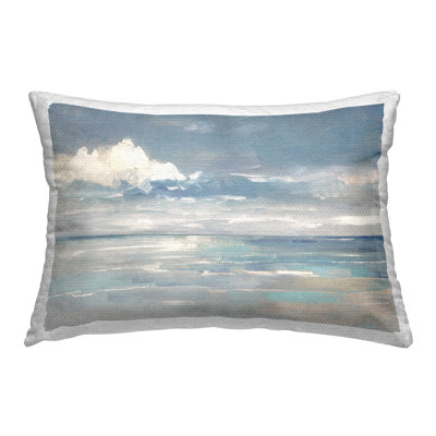 Beach Clouds Reflection Printed Outdoor Throw Pillow Design by Sally Swatland