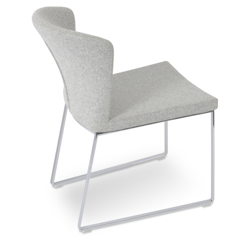 Capri 18'' H Upholstered Metal Side Chair, Stainless Steel Brushed, Black Faux Leather