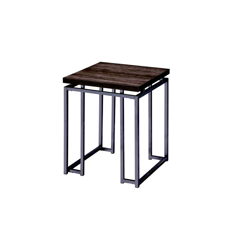 Charmante table de bout en chêne naturel avec finition chromée pour décors polyvalents