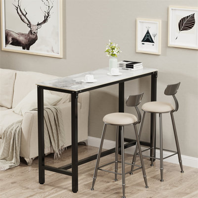 Table de salle à manger à hauteur de bistro en pierre frittée de 41,4 po Freidrick