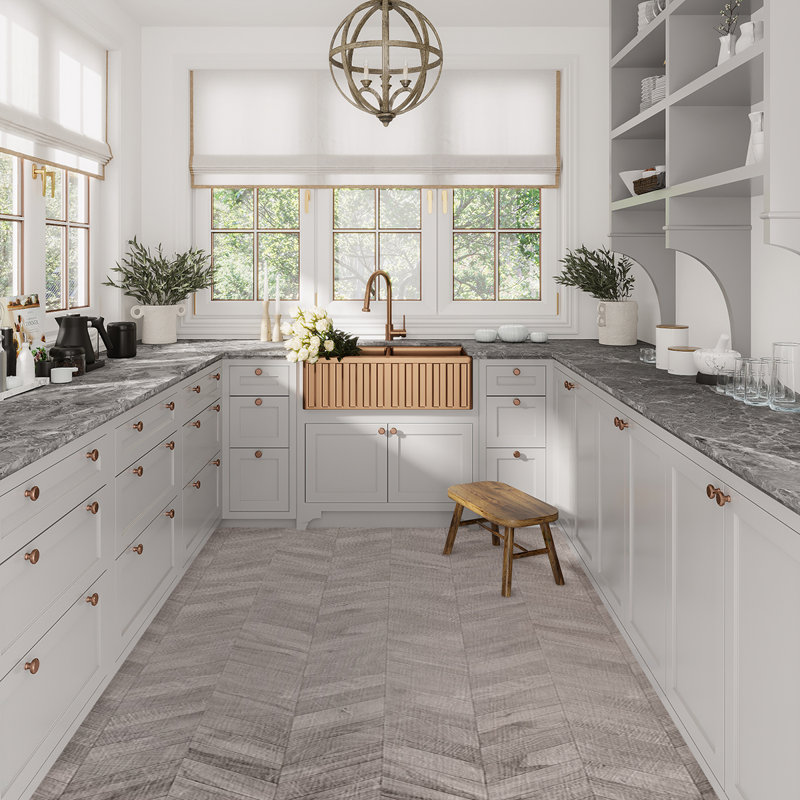 Carreau rectangulaire en porcelaine naturelle mate 23,77 po x 47,25 po Bois Chevron, gris