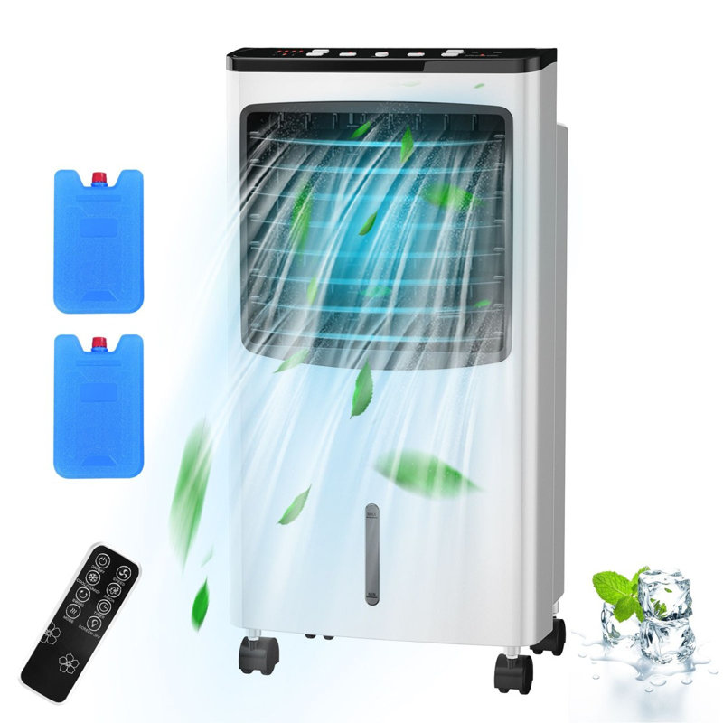 Compact White and Black Portable Air Cooler with Remote Control