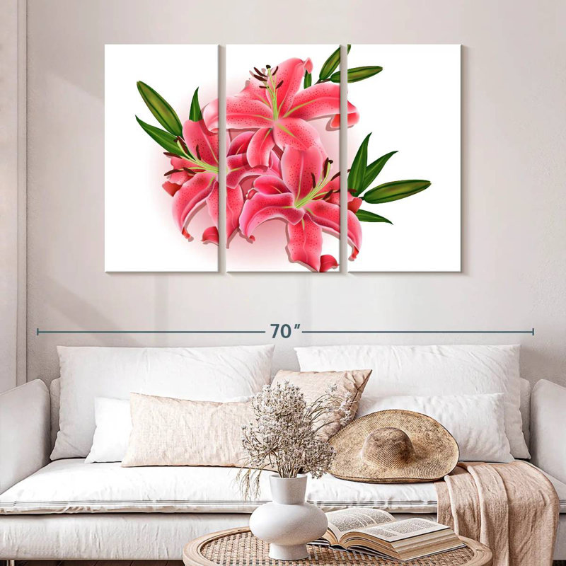 Harnek Pretty Pink Lily Flowers, 28" H x 45" W