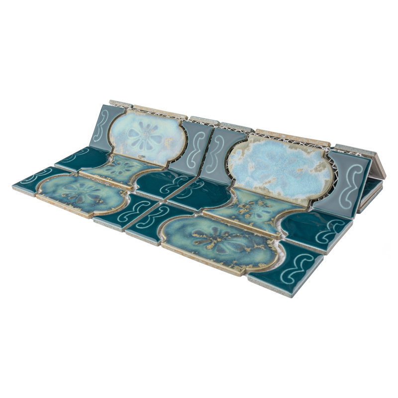 Montego Porcelain Mosaic Tile in Blue/Green/Beige