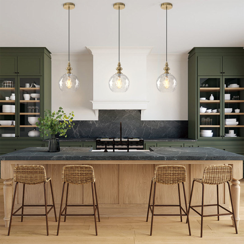 1-light Hammered Glass Globe Pendant Light