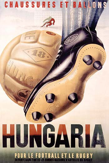 Chaussures de soccer hungaria-imprimé de publicités, H 66 po x l 44 po x P 1,5 po