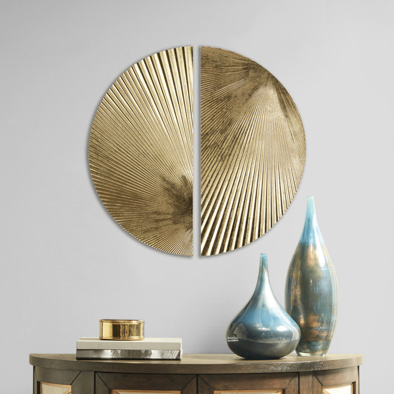 2 décorations murales en métal en demi-lune, finition feuille d'or pour une touche glamour, options de rangement intérieur sans fin de 2 pièces, augmente l'attrait intérieur, pour une utilisation avec des arrangements polyvalents