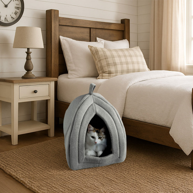 PETMAKER Cat House - Indoor Bed with Removable Foam Cushion - Pet Tent for Puppies, Rabbits, Guinea Pigs, Hedgehogs, and Other Small Animals- Gray