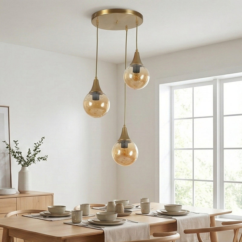 Aurelia Adjustable Height 3-Light Cluster Globe Pendant