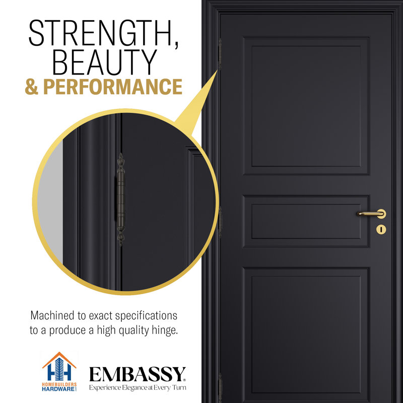 3.5" H x 3.5" W Solid Brass Ball Bearing Single Butt Door Hinge, Oil Rubbed Bronze 