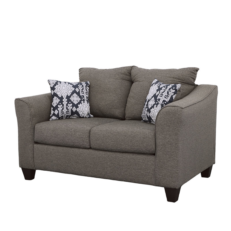 Charcoal Grey Transitional Grey Loveseat with Pillows