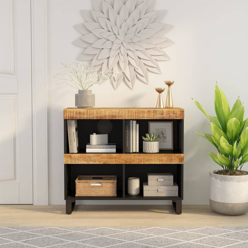Torzsok 75cm H x 85cm W Iron Standard Bookcase, Natural Mango