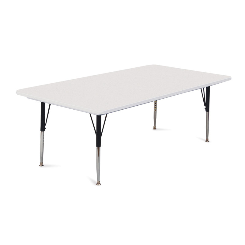 Plastic Adjustable Rectangle 6 Students Activity Table, 30" H x 60" L x 30" W, Gray Granite
