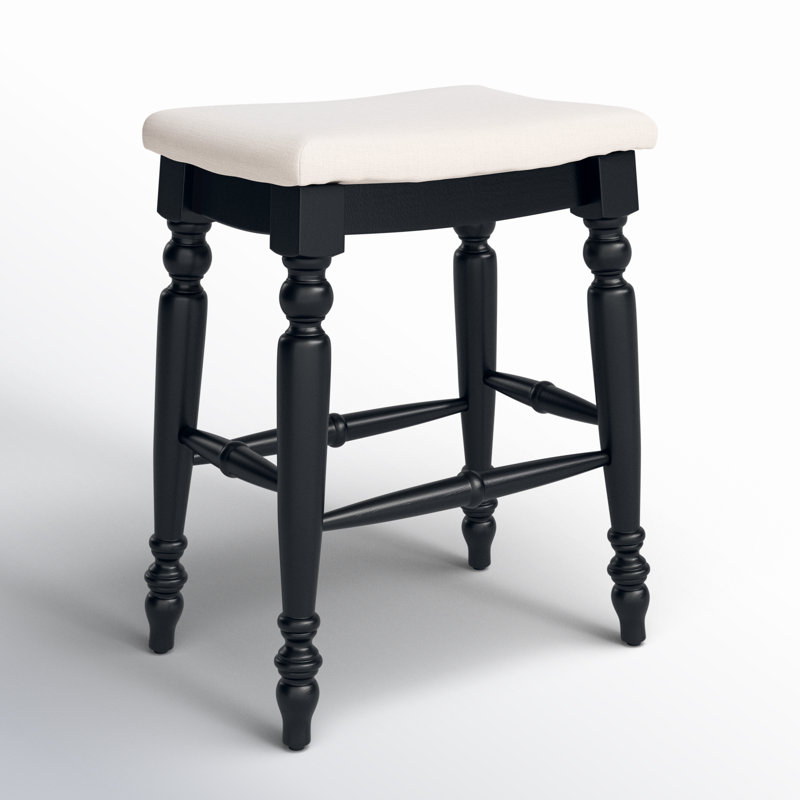 Marino 25" Black Wood Elegant Backless Counter Stool