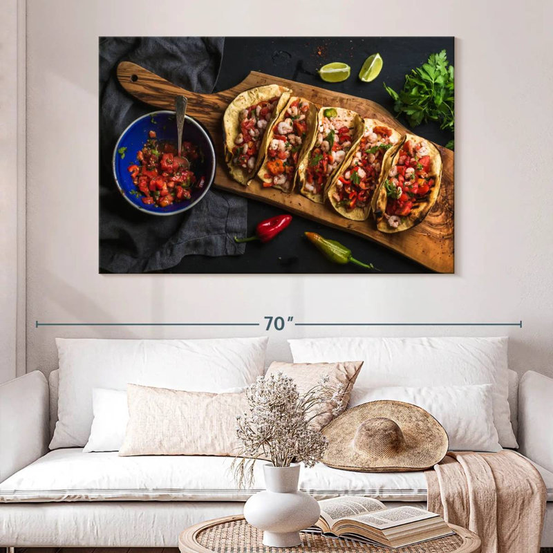 Tacos aux crevettes Yarlin, H 8 po x l 12 po