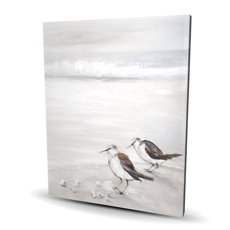 Two Sandpipers Birds - Beige Marine Canvas Home Decor