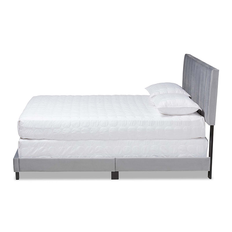 Clare Full Size Gray Velvet Upholstered Sleigh Bed with Tufted Headboard
