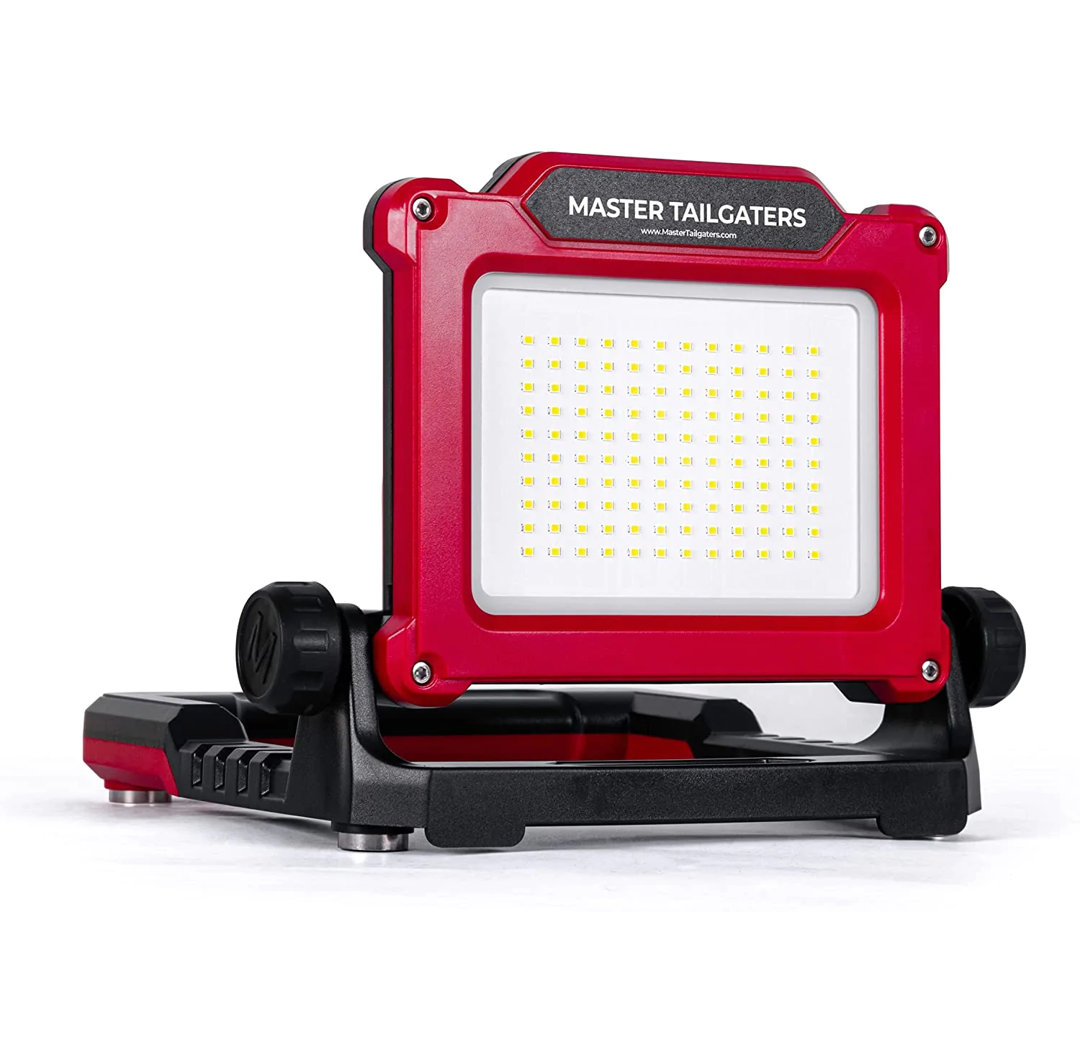 Portable LED Work Flood Light Powered by Milwaukee 18v Battery or Wall Plug (3 Brightness Settings) Master Tailgaters